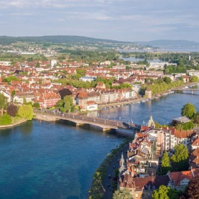 Luftbild der Alten Rheinbrücke Konstanz